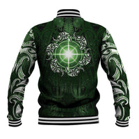 New Zealand Matariki Tupuarangi Baseball Jacket Maori Moko Green Galaxy LT05 - Polynesian Pride