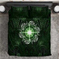 New Zealand Matariki Tupuarangi Bedding Set Maori Moko Green Galaxy LT05 Green - Polynesian Pride