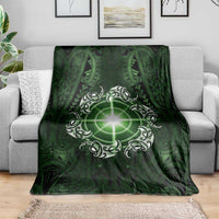 New Zealand Matariki Tupuarangi Blanket Maori Moko Green Galaxy LT05 - Polynesian Pride