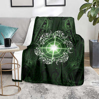 New Zealand Matariki Tupuarangi Blanket Maori Moko Green Galaxy LT05 - Polynesian Pride
