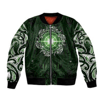 New Zealand Matariki Tupuarangi Bomber Jacket Maori Moko Green Galaxy