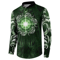 New Zealand Matariki Tupuarangi Button Sweatshirt Maori Moko Green Galaxy LT05 - Polynesian Pride