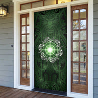 New Zealand Matariki Tupuarangi Door Cover Maori Moko Green Galaxy