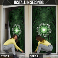 New Zealand Matariki Tupuarangi Door Cover Maori Moko Green Galaxy