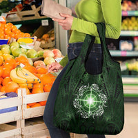 New Zealand Matariki Tupuarangi Grocery Bag Maori Moko Green Galaxy LT05 - Polynesian Pride