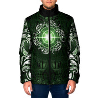 New Zealand Matariki Tupuarangi Padded Jacket Maori Moko Green Galaxy LT05 Men Green - Polynesian Pride