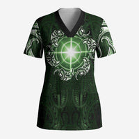 New Zealand Matariki Tupuarangi Scrub Top Maori Moko Green Galaxy LT05 Adult Green - Polynesian Pride