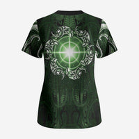 New Zealand Matariki Tupuarangi Scrub Top Maori Moko Green Galaxy LT05 - Polynesian Pride