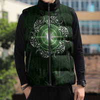 New Zealand Matariki Tupuarangi Sleeveless Puffer Jacket Maori Moko Green Galaxy LT05 - Polynesian Pride