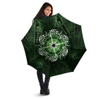 New Zealand Matariki Tupuarangi Umbrella Maori Moko Green Galaxy LT05 - Polynesian Pride