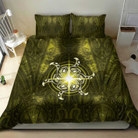 New Zealand Matariki Hiwaiterangi Bedding Set Maori Moko Yellow Galaxy LT05 - Polynesian Pride