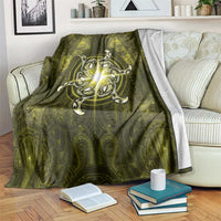 New Zealand Matariki Hiwaiterangi Blanket Maori Moko Yellow Galaxy LT05 Yellow - Polynesian Pride