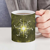 New Zealand Matariki Hiwaiterangi Ceramic Mug Maori Moko Yellow Galaxy LT05 - Polynesian Pride