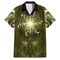 New Zealand Matariki Hiwaiterangi Family Matching Off Shoulder Short Dress and Hawaiian Shirt Maori Moko Yellow Galaxy