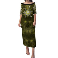 New Zealand Matariki Hiwaiterangi Family Matching Puletasi and Hawaiian Shirt Maori Moko Yellow Galaxy