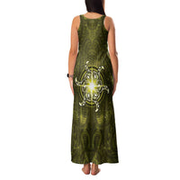 New Zealand Matariki Hiwaiterangi Family Matching Tank Maxi Dress and Hawaiian Shirt Maori Moko Yellow Galaxy