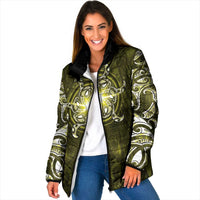 New Zealand Matariki Hiwaiterangi Padded Jacket Maori Moko Yellow Galaxy LT05 Women Yellow - Polynesian Pride