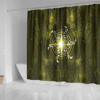 New Zealand Matariki Hiwaiterangi Shower Curtain Maori Moko Yellow Galaxy