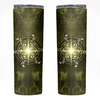 New Zealand Matariki Hiwaiterangi Skinny Tumbler Maori Moko Yellow Galaxy