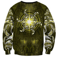 New Zealand Matariki Hiwaiterangi Sweatshirt Maori Moko Yellow Galaxy LT05 - Polynesian Pride