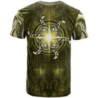 New Zealand Matariki Hiwaiterangi T Shirt Maori Moko Yellow Galaxy