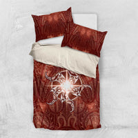 New Zealand Matariki Pohutukawa Bedding Set Maori Moko Red Galaxy LT05 US Twin 172cm x 218cm Red - Polynesian Pride