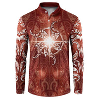 New Zealand Matariki Pohutukawa Button Sweatshirt Maori Moko Red Galaxy LT05 Red - Polynesian Pride