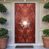 New Zealand Matariki Pohutukawa Door Cover Maori Moko Red Galaxy