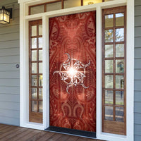 New Zealand Matariki Pohutukawa Door Cover Maori Moko Red Galaxy