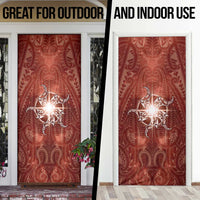 New Zealand Matariki Pohutukawa Door Cover Maori Moko Red Galaxy