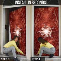 New Zealand Matariki Pohutukawa Door Cover Maori Moko Red Galaxy