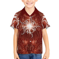 New Zealand Matariki Pohutukawa Family Matching Off Shoulder Maxi Dress and Hawaiian Shirt Maori Moko Red Galaxy