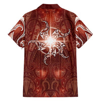 New Zealand Matariki Pohutukawa Family Matching Short Sleeve Bodycon Dress and Hawaiian Shirt Maori Moko Red Galaxy