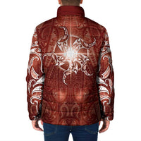 New Zealand Matariki Pohutukawa Padded Jacket Maori Moko Red Galaxy LT05 - Polynesian Pride