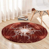 New Zealand Matariki Pohutukawa Round Carpet Maori Moko Red Galaxy LT05 - Polynesian Pride