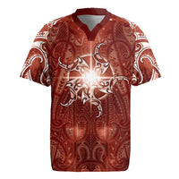 New Zealand Matariki Pohutukawa Rugby Jersey Maori Moko Red Galaxy LT05 Red - Polynesian Pride