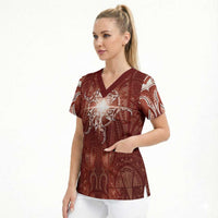 New Zealand Matariki Pohutukawa Scrub Top Maori Moko Red Galaxy LT05 - Polynesian Pride