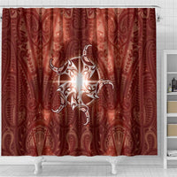 New Zealand Matariki Pohutukawa Shower Curtain Maori Moko Red Galaxy LT05 - Polynesian Pride