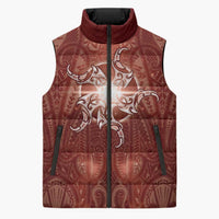 New Zealand Matariki Pohutukawa Sleeveless Puffer Jacket Maori Moko Red Galaxy LT05 Unisex Red - Polynesian Pride