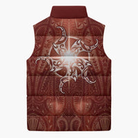 New Zealand Matariki Pohutukawa Sleeveless Puffer Jacket Maori Moko Red Galaxy LT05 - Polynesian Pride