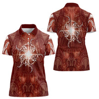 New Zealand Matariki Pohutukawa Women Polo Shirt Maori Moko Red Galaxy