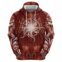 New Zealand Matariki Pohutukawa Zip Hoodie Maori Moko Red Galaxy LT05 - Polynesian Pride
