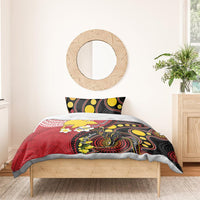 Papua New Guinea And Australia Aboriginal Bedding Set Bird Of Paradise And Kangaroo Together LT05 - Polynesian Pride