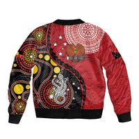 Papua New Guinea And Australia Aboriginal Bomber Jacket Bird Of Paradise And Kangaroo Together LT05 - Polynesian Pride