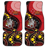 Papua New Guinea And Australia Aboriginal Car Mats Bird Of Paradise And Kangaroo Together LT05 - Polynesian Pride