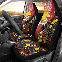 Papua New Guinea And Australia Aboriginal Car Seat Cover Bird Of Paradise And Kangaroo Together