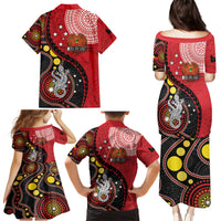 Papua New Guinea And Australia Aboriginal Family Matching Puletasi and Hawaiian Shirt Bird Of Paradise And Kangaroo Together