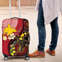 Papua New Guinea And Australia Aboriginal Luggage Cover Bird Of Paradise And Kangaroo Together