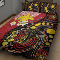 Papua New Guinea And Australia Aboriginal Quilt Bed Set Bird Of Paradise And Kangaroo Together LT05 - Polynesian Pride