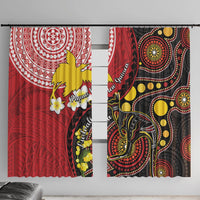 Papua New Guinea And Australia Aboriginal Window Curtain Bird Of Paradise And Kangaroo Together LT05 With Hooks Red - Polynesian Pride